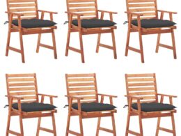 vidaXL Patio Dining Chairs 6 pcs with Cushions Solid Acacia Wood
