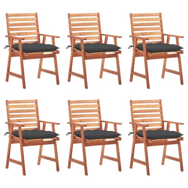 vidaXL Patio Dining Chairs 6 pcs with Cushions Solid Acacia Wood