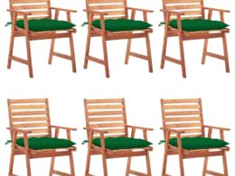 vidaXL Patio Dining Chairs 6 pcs with Cushions Solid Acacia Wood