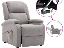 vidaXL Massage Recliner Light Gray Fabric