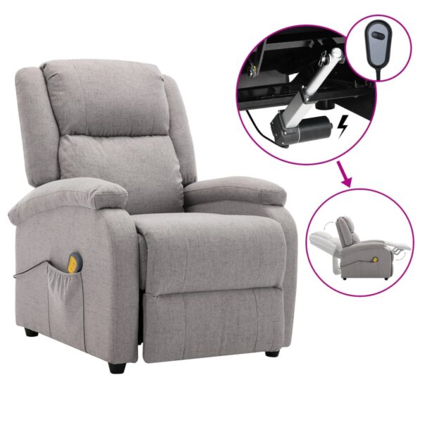 vidaXL Massage Recliner Light Gray Fabric