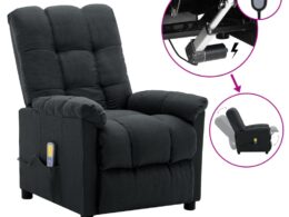 vidaXL Massage Recliner Dark Gray Fabric