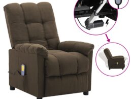vidaXL Massage Recliner Brown Fabric