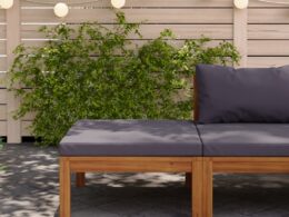 vidaXL Footrest with Dark Gray Cushion Solid Acacia Wood
