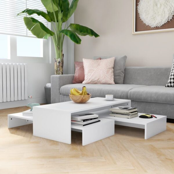 vidaXL Nesting Coffee Table Set White 39.4"x39.4"x10.4" Engineered Wood