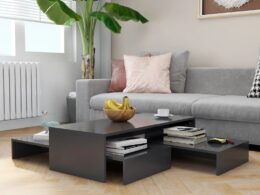 vidaXL Nesting Coffee Table Set Gray 39.4"x39.4"x10.4" Engineered Wood