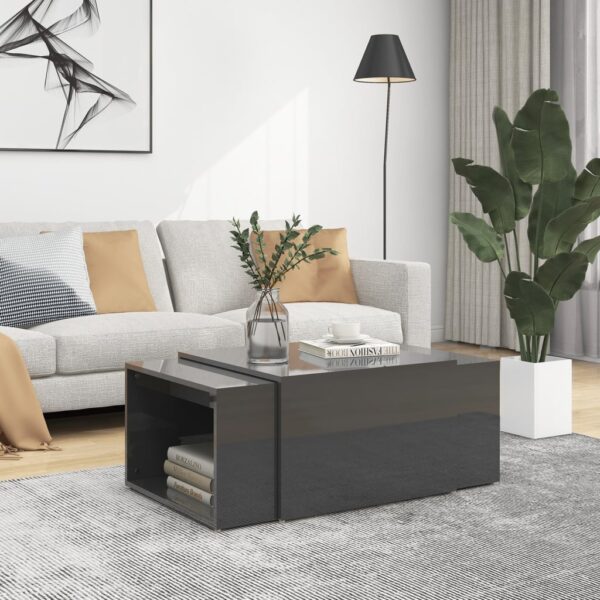 vidaXL 3 Piece Nesting Coffee Table Set High Gloss Gray 23.6"x23.6"x15"