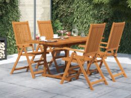 vidaXL 5 Piece Patio Dining Set Solid Wood Acacia