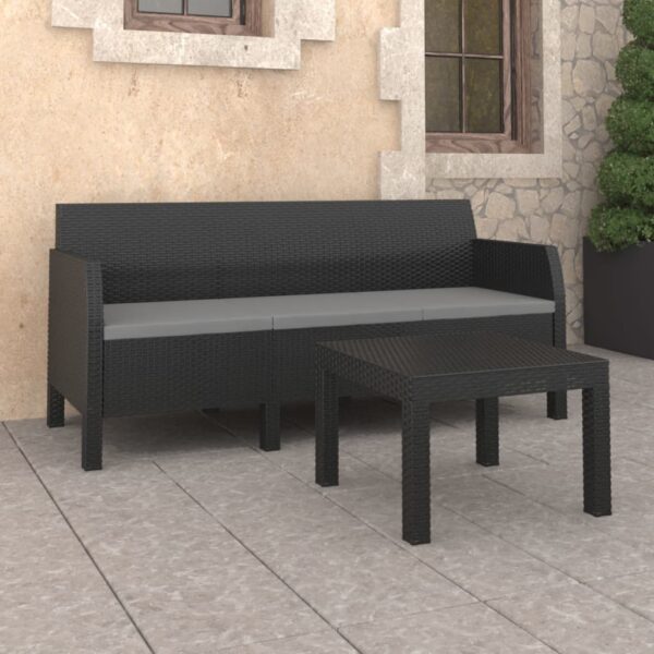 vidaXL 2 Piece Patio Lounge Set with Cushions PP Rattan Anthracite