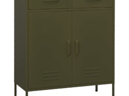 vidaXL Storage Cabinet Olive Green 31.5"x13.8"x40" Steel