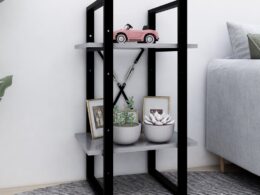 vidaXL 2-Tier Book Cabinet Concrete Gray 15.7"x11.8"x27.6" Engineered Wood