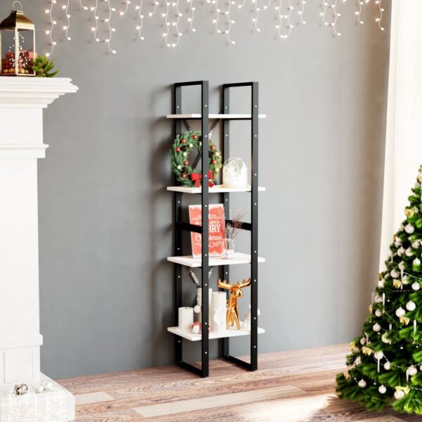 vidaXL 4-Tier Book Cabinet White 15.7"x11.8"x55.1" Solid Pine Wood