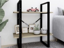 vidaXL 2-Tier Book Cabinet Sonoma Oak 23.6"x11.8"x27.6" Engineered Wood