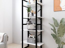 vidaXL 4-Tier Book Cabinet White 23.6"x11.8"x55.1" Engineered Wood