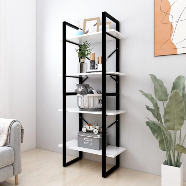 vidaXL 4-Tier Book Cabinet White 23.6"x11.8"x55.1" Engineered Wood