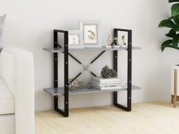 vidaXL 2-Tier Book Cabinet Concrete Gray 31.5"x11.8"x27.6" Engineered Wood