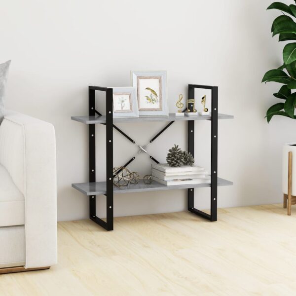 vidaXL 2-Tier Book Cabinet Concrete Gray 31.5"x11.8"x27.6" Engineered Wood