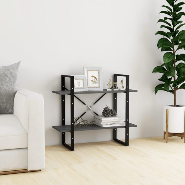 vidaXL 2-Tier Book Cabinet Gray 31.5"x11.8"x27.6" Solid Pine Wood