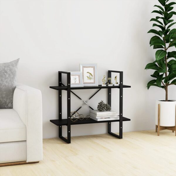 vidaXL 2-Tier Book Cabinet Black 31.5"x11.8"x27.6" Solid Pine Wood