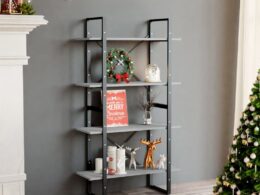 vidaXL 4-Tier Book Cabinet Concrete Gray 31.5"x11.8"x55.1" Engineered Wood