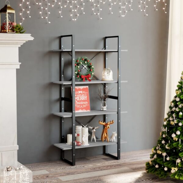 vidaXL 4-Tier Book Cabinet Concrete Gray 31.5"x11.8"x55.1" Engineered Wood