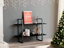 vidaXL 2-Tier Book Cabinet Black 39.4"x11.8"x27.6" Engineered Wood