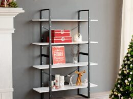 vidaXL 4-Tier Book Cabinet White 39.4"x11.8"x55.1" Engineered Wood