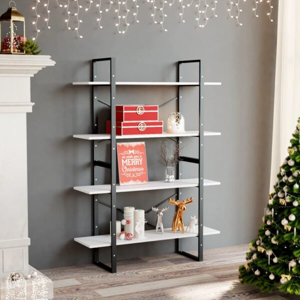 vidaXL 4-Tier Book Cabinet White 39.4"x11.8"x55.1" Engineered Wood