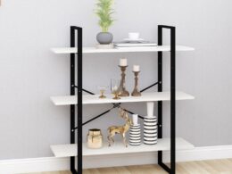 vidaXL 3-Tier Book Cabinet White 39.4"x11.8"x41.3" Solid Pine Wood