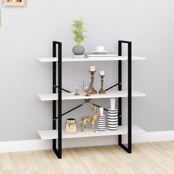 vidaXL 3-Tier Book Cabinet White 39.4"x11.8"x41.3" Solid Pine Wood
