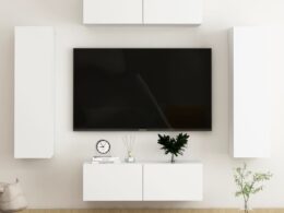 vidaXL 4 Piece TV Stand Set White Engineered Wood