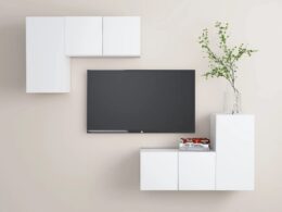 vidaXL 4 Piece TV Stand Set White Engineered Wood