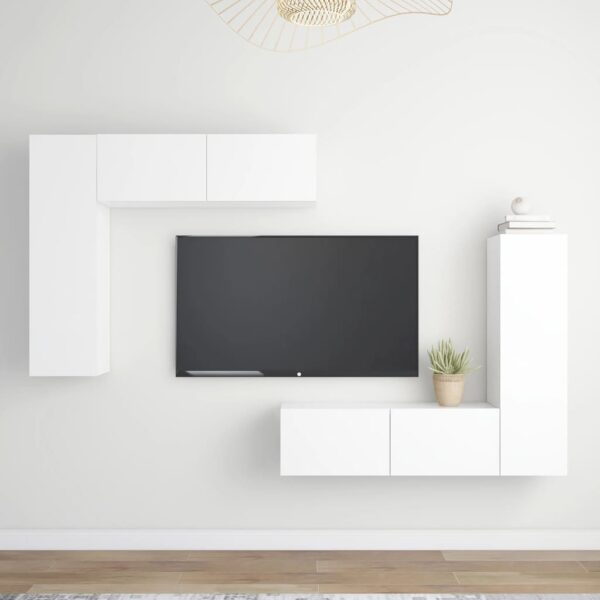 vidaXL 4 Piece TV Stand Set White Engineered Wood