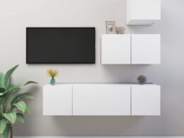 vidaXL 4 Piece TV Stand Set White Engineered Wood