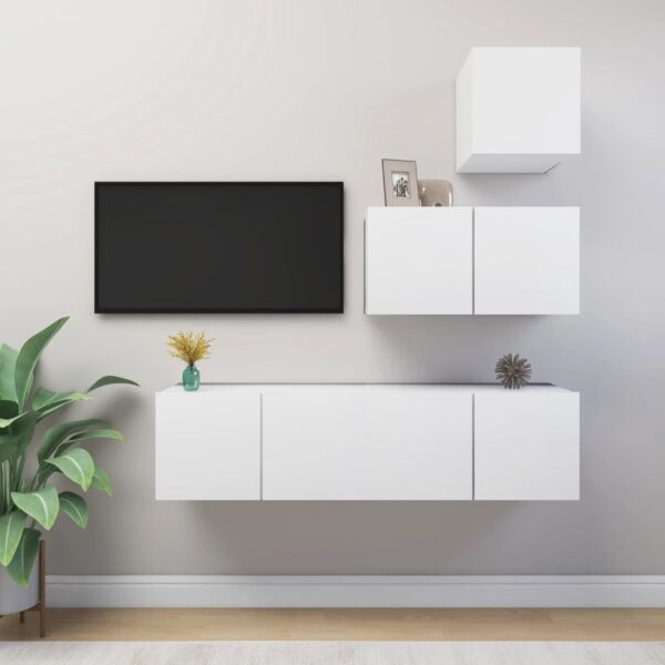 vidaXL 4 Piece TV Stand Set White Engineered Wood