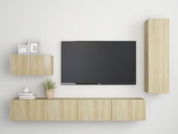 vidaXL 4 Piece TV Stand Set Sonoma Oak Engineered Wood