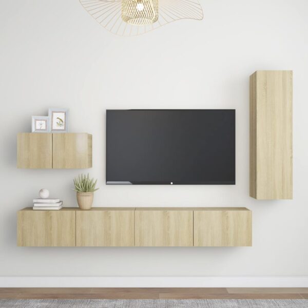 vidaXL 4 Piece TV Stand Set Sonoma Oak Engineered Wood