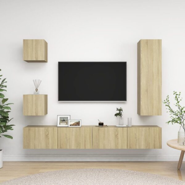 vidaXL 5 Piece TV Stand Set Sonoma Oak Engineered Wood