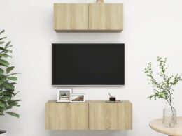 vidaXL 2 Piece TV Stand Set Sonoma Oak Engineered Wood
