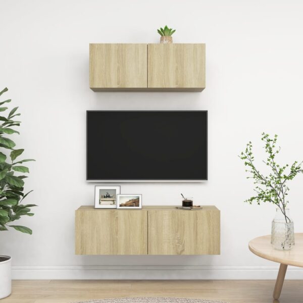 vidaXL 2 Piece TV Stand Set Sonoma Oak Engineered Wood