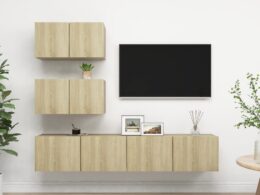 vidaXL 4 Piece TV Stand Set Sonoma Oak Engineered Wood