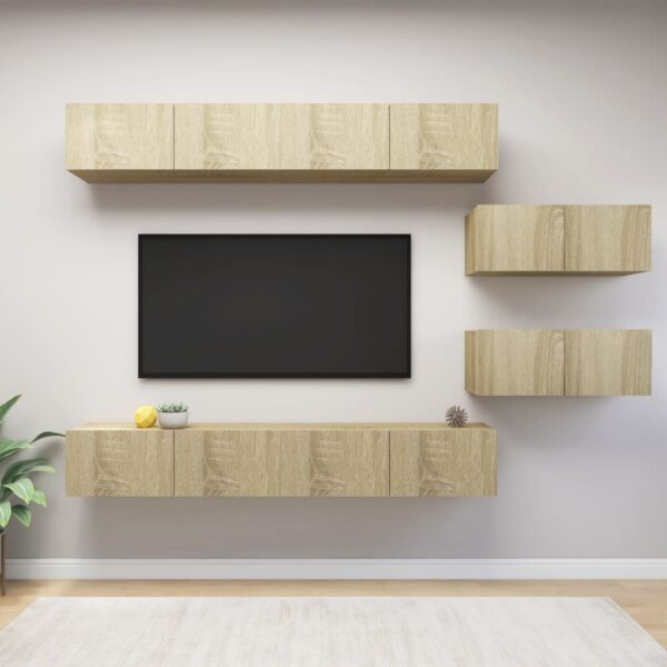 vidaXL 6 Piece TV Stand Set Sonoma Oak Engineered Wood