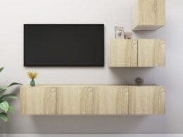 vidaXL 4 Piece TV Stand Set Sonoma Oak Engineered Wood
