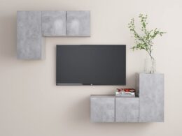 vidaXL 4 Piece TV Stand Set Concrete Gray Engineered Wood