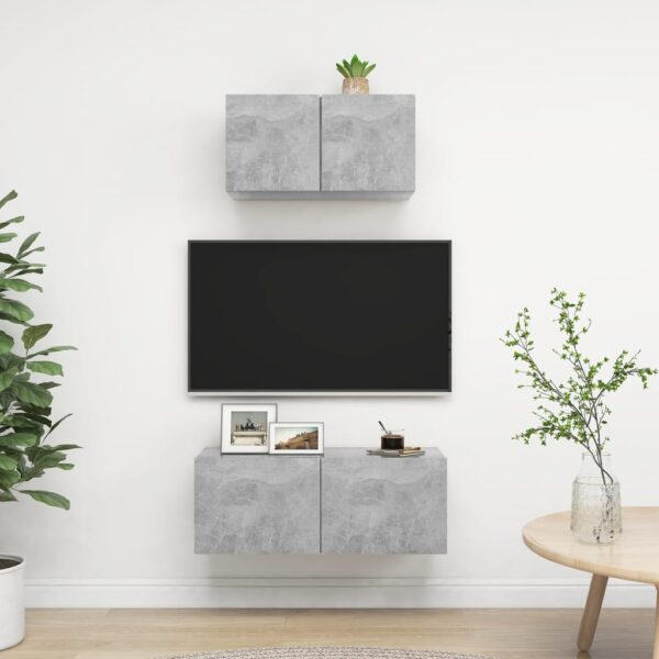 vidaXL 2 Piece TV Stand Set Concrete Gray Engineered Wood