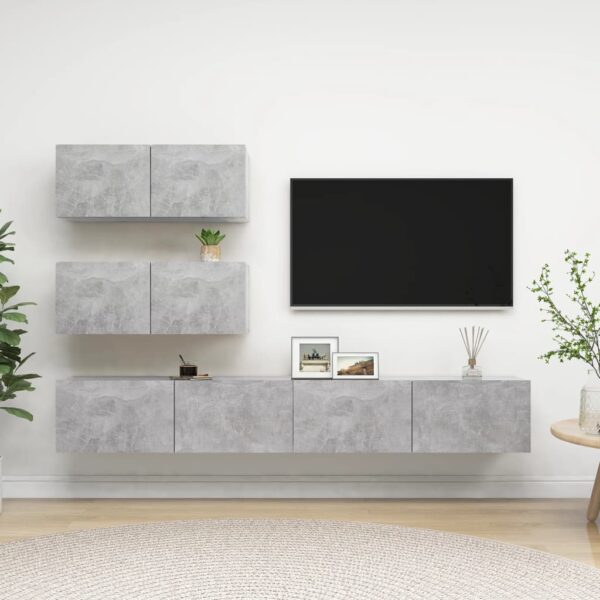 vidaXL 4 Piece TV Stand Set Concrete Gray Engineered Wood