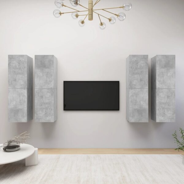 vidaXL TV Stands 4 pcs Concrete Gray 12"x11.8"x43.3" Engineered Wood