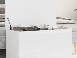 vidaXL Storage Chest High Gloss White 33.1"x16.5"x18.1" Engineered Wood