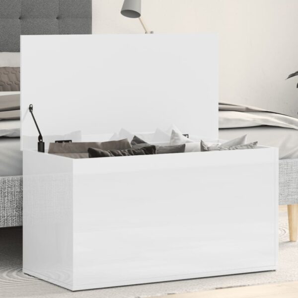 vidaXL Storage Chest High Gloss White 33.1"x16.5"x18.1" Engineered Wood