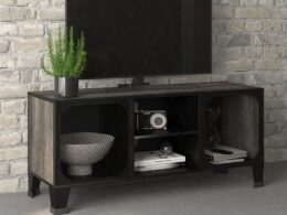 vidaXL TV Stand Gray 41.3"x14.2"x18.5" Metal and MDF